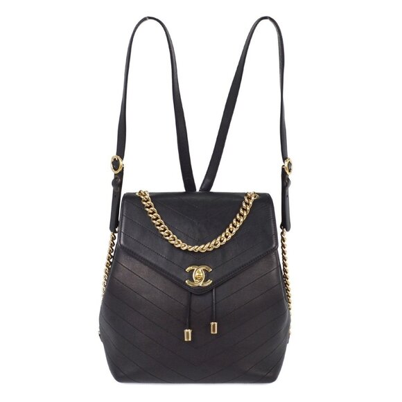 Chanel Black Calfskin Chevron Backpack XX07426 - Picture 1 of 7
